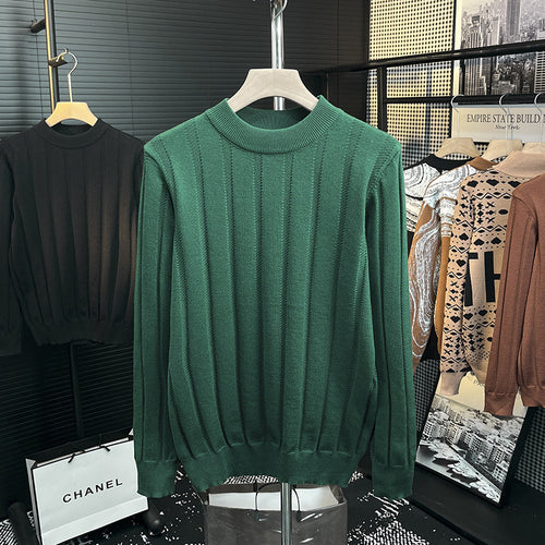 Herren Feinstrick-Pullover mit vertikaler Rippenstruktur und kurzem Stehkragen Shop Nory