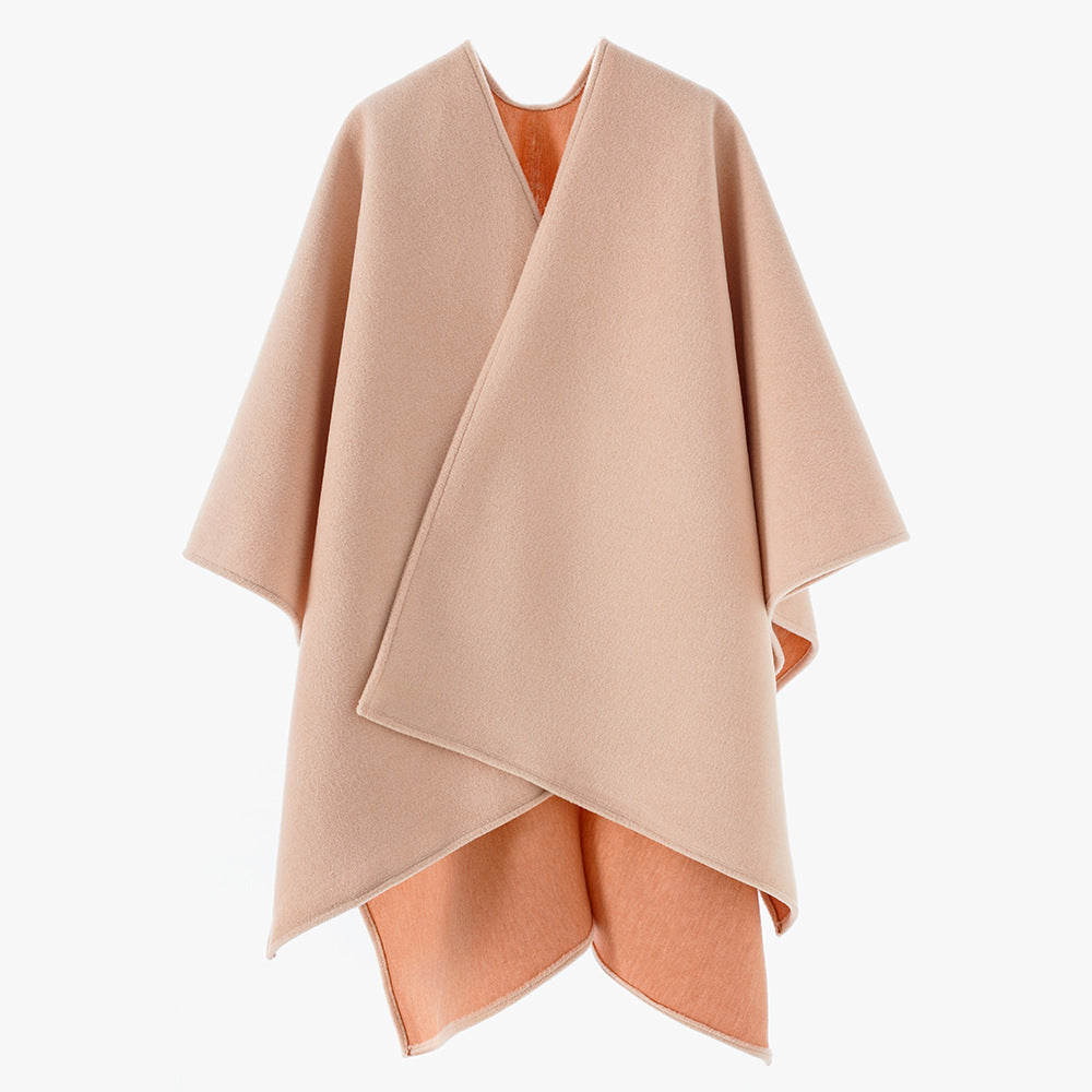 Damen Asymmetrischer Wollmix-Capeponcho mit drapiertem Wickelvorderteil Shop Nory