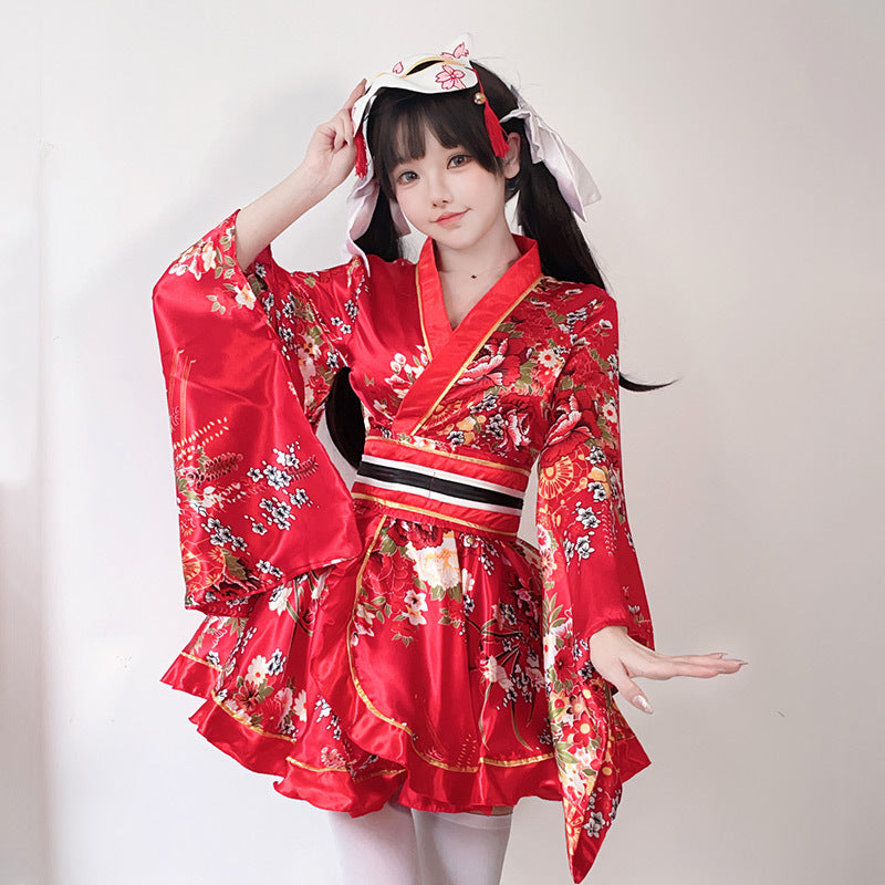 Damen Kimono-Kleid mit eleganter Schärpe und weitem Ärmel Shop Nory