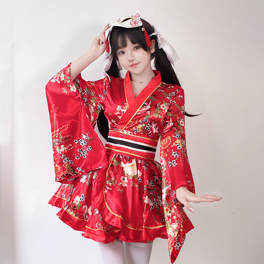 Damen Kimono-Kleid mit eleganter Schärpe und weitem Ärmel Shop Nory