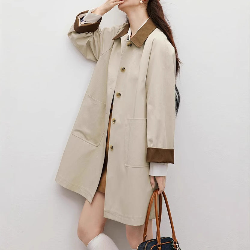 Damen Modische Übergangsjacke mit kontrastreichen Ärmeln Shop Nory