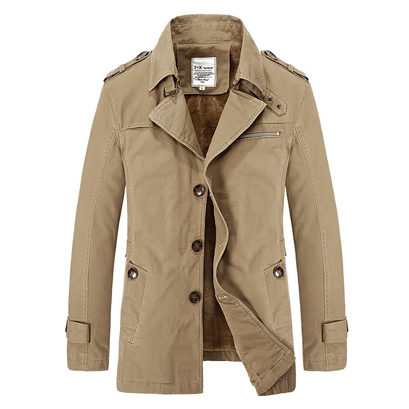 Herren militärisch inspirierter Kurzmantel mit Teddyfleece‑Innenlage und Reißverschluss‑Brusttasche Shop Nory