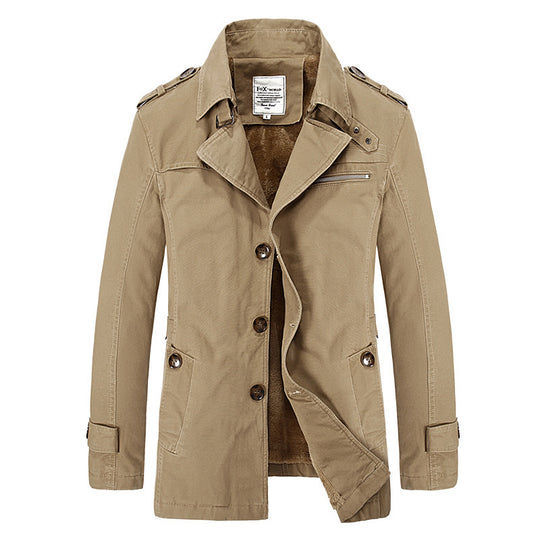 Herren militärisch inspirierter Kurzmantel mit Teddyfleece‑Innenlage und Reißverschluss‑Brusttasche Shop Nory