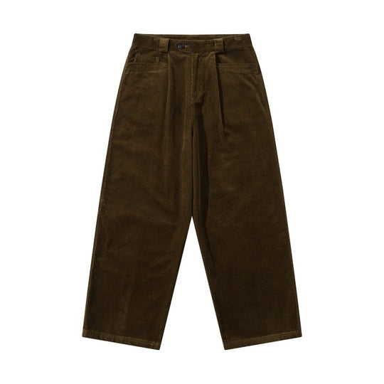 Herren Weite Cordhose mit Bundfalten, hoher Taille und geradem Bein Shop Nory