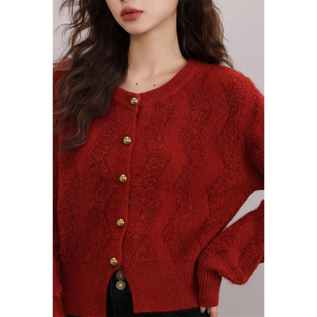 Damen Gemusterte Strickjacke mit Knöpfen Shop Nory