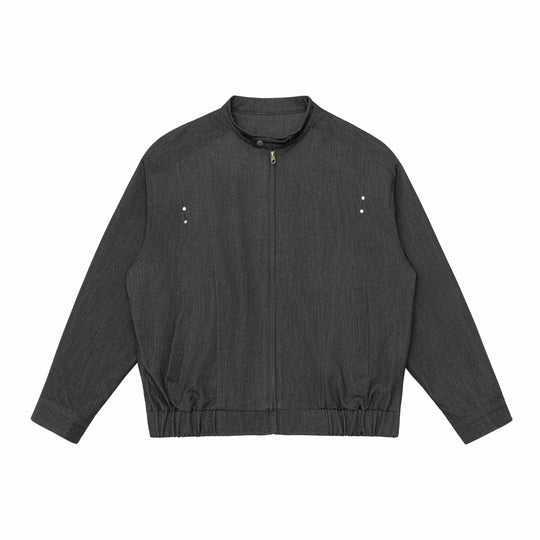 Unisex Kurz geschnittener Denim-Utility-Blouson mit Funnelkragen und Tunnelzugsaum Shop Nory