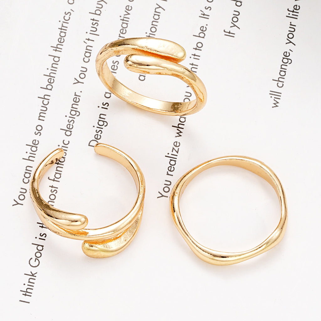 Damen modernes Ring-Set mit geschwungenen und minimalistischen Designs Shop Nory