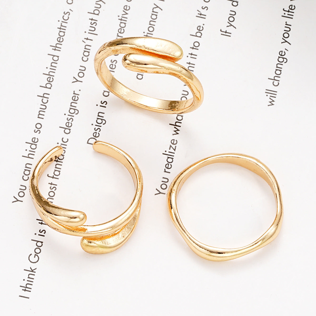 Damen modernes Ring-Set mit geschwungenen und minimalistischen Designs Shop Nory