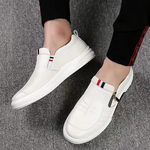Herren Komfortable Slip-On Leder-Sneaker mit dezentem Reißverschluss und flexiblem Sohlenprofil