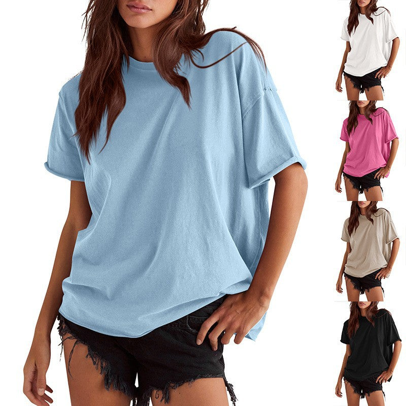 Damen Oversized T-Shirt aus hochwertiger Baumwolle mit eingewShopnorytem Logo Shopnory