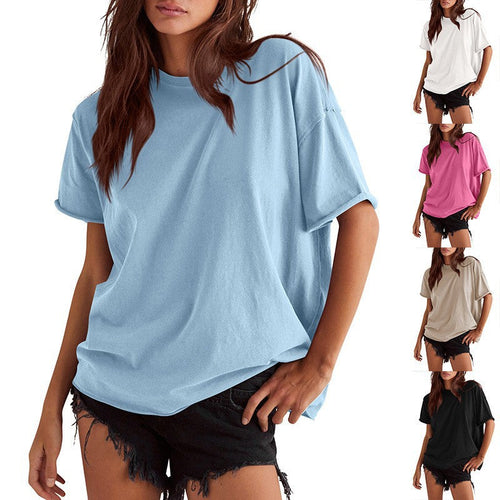 Damen Oversized T-Shirt aus hochwertiger Baumwolle mit eingewShopnorytem Logo Shopnory