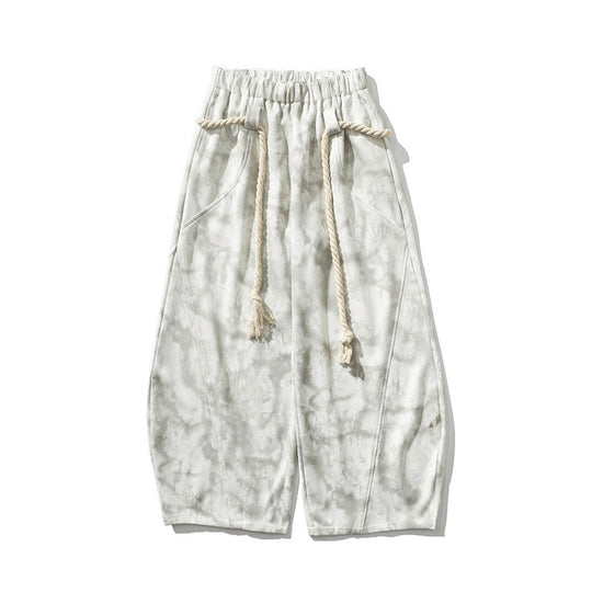 Unisex weite Batik-Haremshose mit dekorativem Kordelbund und tiefem Schritt Shop Nory