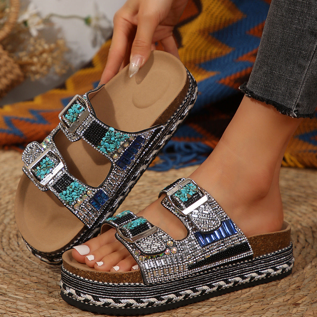 Damen Bequeme Kunstleder Sandalen