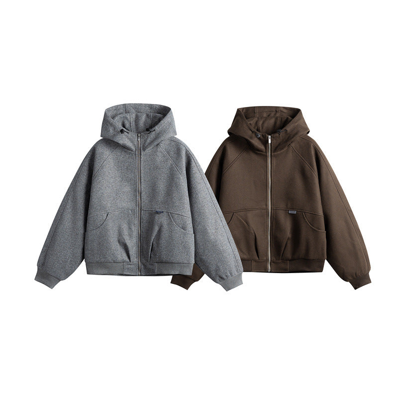 Unisex Oversize Kapuzenblouson aus Wollmix mit Reißverschluss und Kängurutaschen Shop Nory