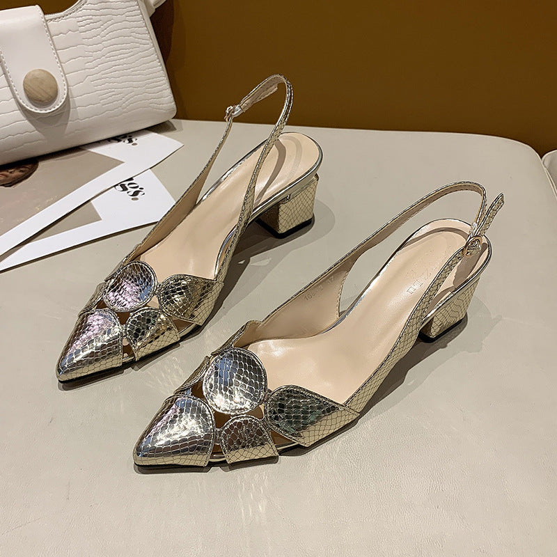 Damen Slingback-Pumps mit Schlangenprägung und dekorativer Mosaik‑Applikation Shop Nory