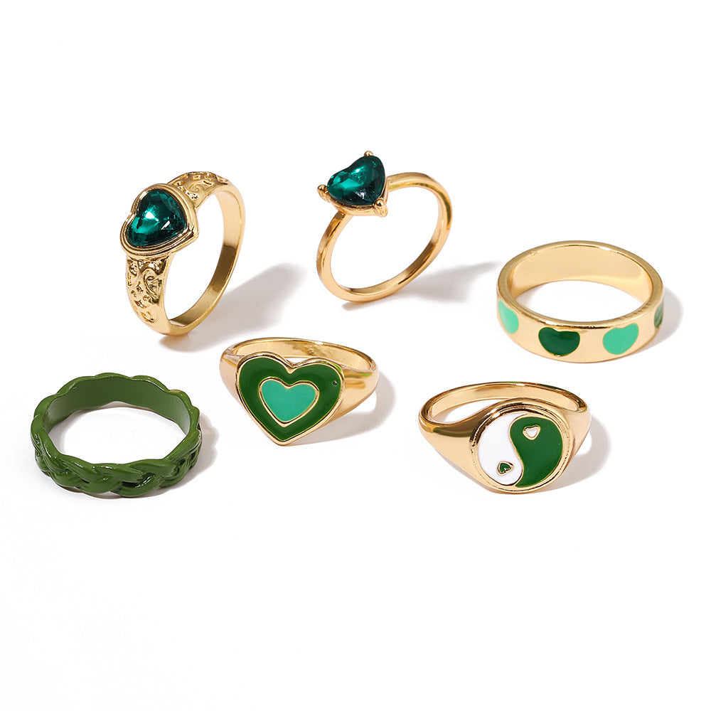 Damen Ring-Set mit bunten Herzen und flexibler Gestaltung Shop Nory