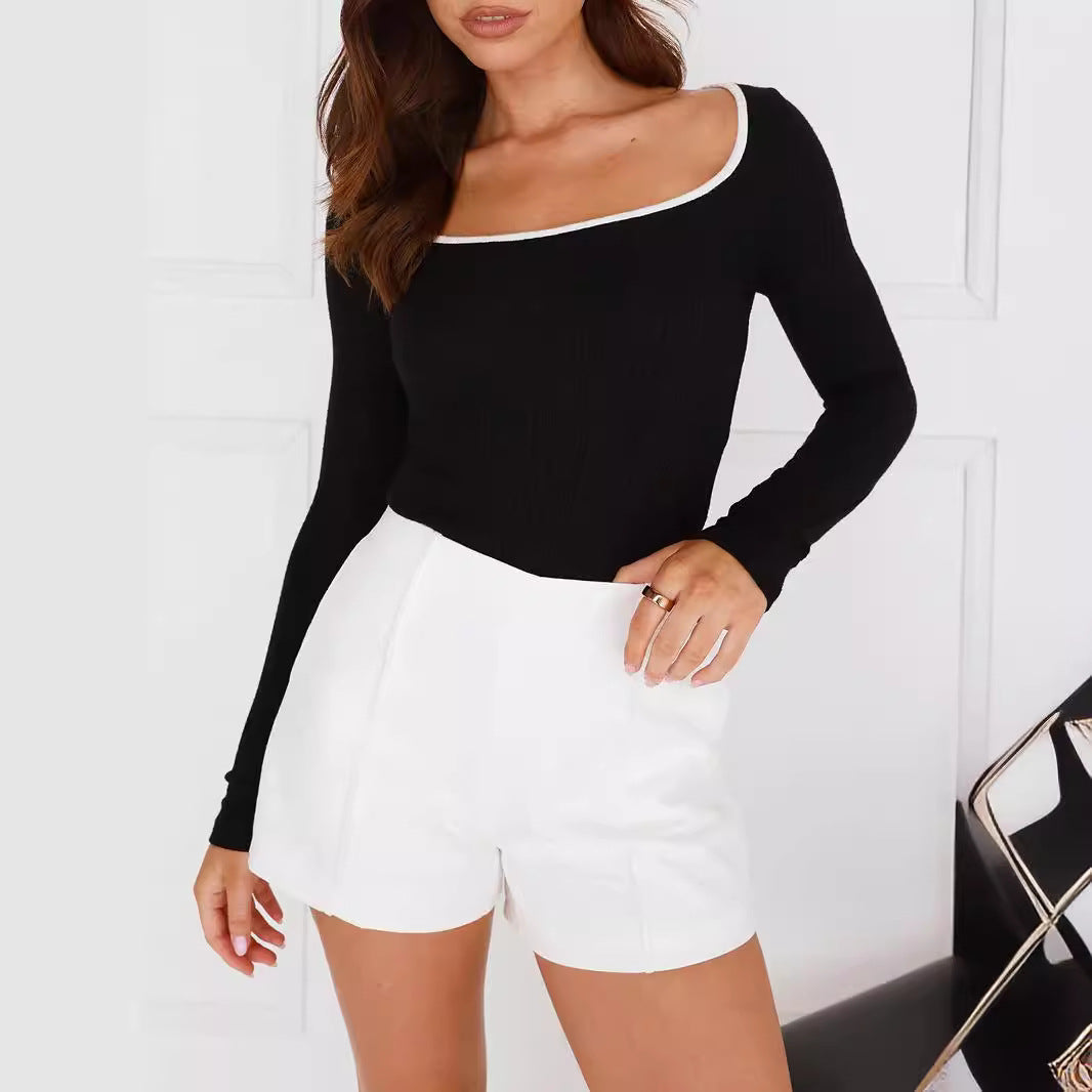 Damen Enganliegender High-Waist Minirock mit seitlichem V-Schlitz und Business-inspirierten Abnähern Shop Nory