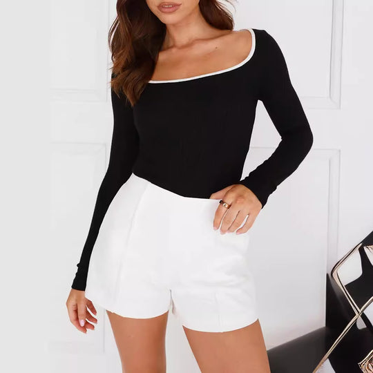 Damen Enganliegender High-Waist Minirock mit seitlichem V-Schlitz und Business-inspirierten Abnähern Shop Nory