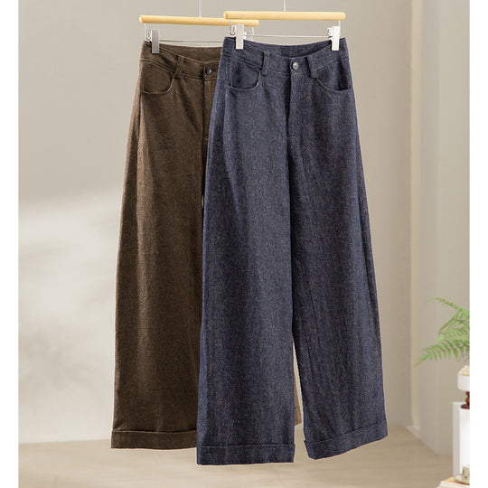 Damen Weite Hochgeschnittene Culotte‑Hose im Denim‑Look mit Aufschlag Shop Nory