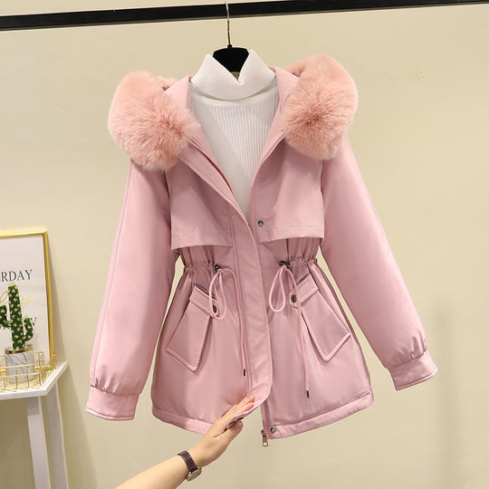 Damen nan taillierter Kurzparka mit Kordelzugtaillierung, Kapuze und großen Pattentaschen Shop Nory