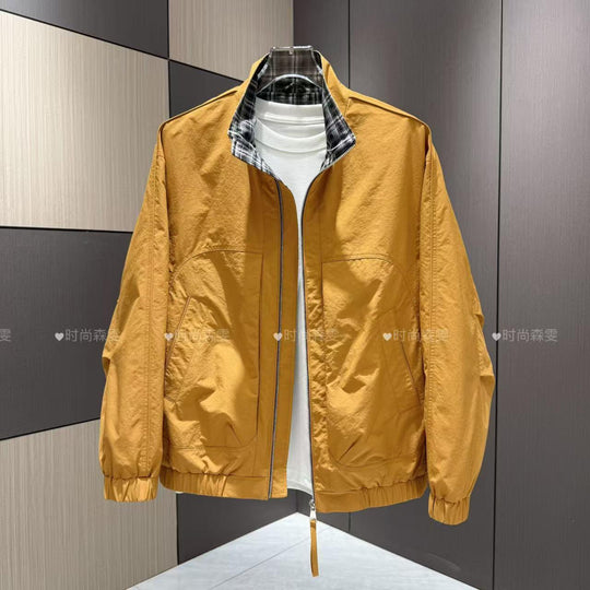 Herren Leichter Baumwoll-Mix Blouson mit Stehkragen und Karofutter Shop Nory