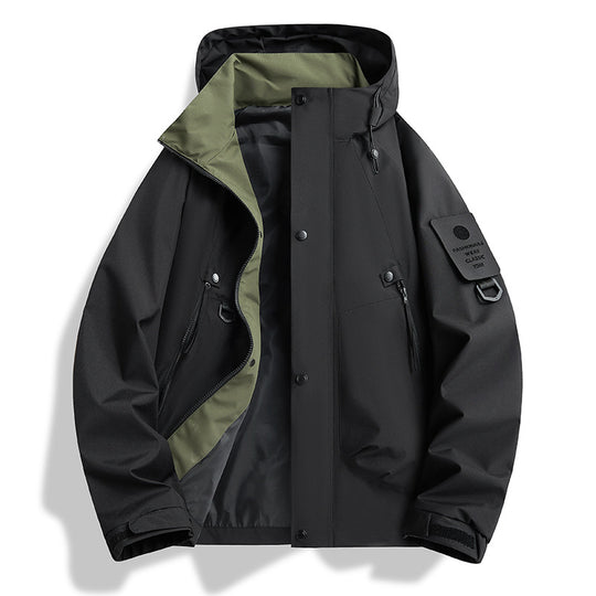 Herren minimalistischer Wetterschutz-Parka mit Kontrast-Innenfutter und Utility-Details Shop Nory