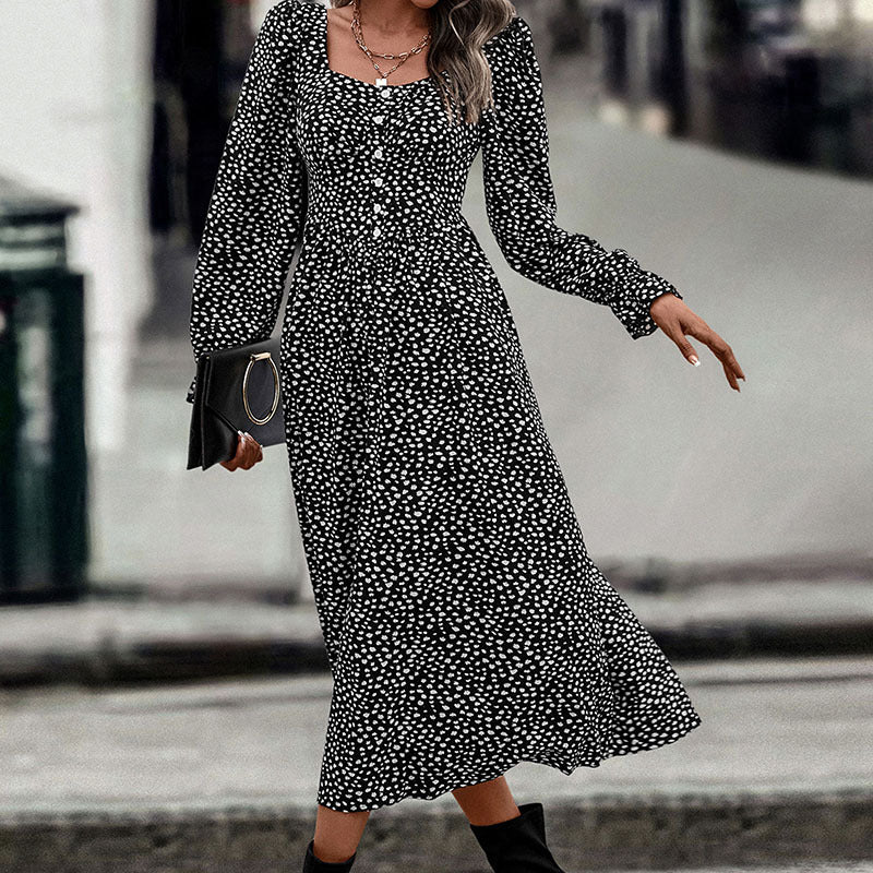 Damen Midikleid mit eckigem Ausschnitt, taillierter Smokpassform und Knopfleiste Shop Nory