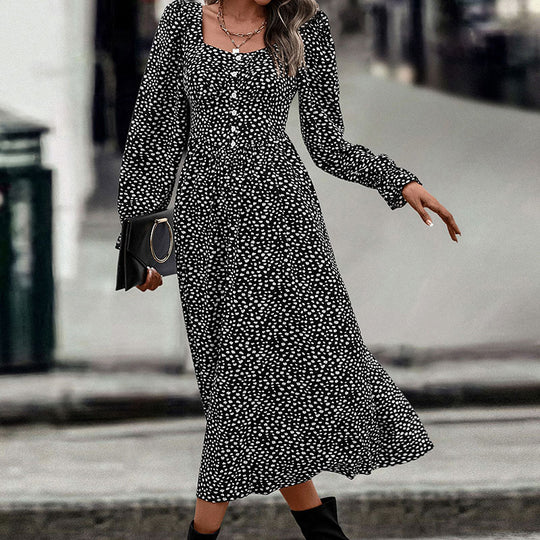 Damen Midikleid mit eckigem Ausschnitt, taillierter Smokpassform und Knopfleiste Shop Nory