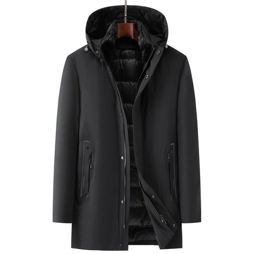 Herren wasserdichter zweilagiger Mantel mit gesteppter Innenjacke und Kapuze Shop Nory