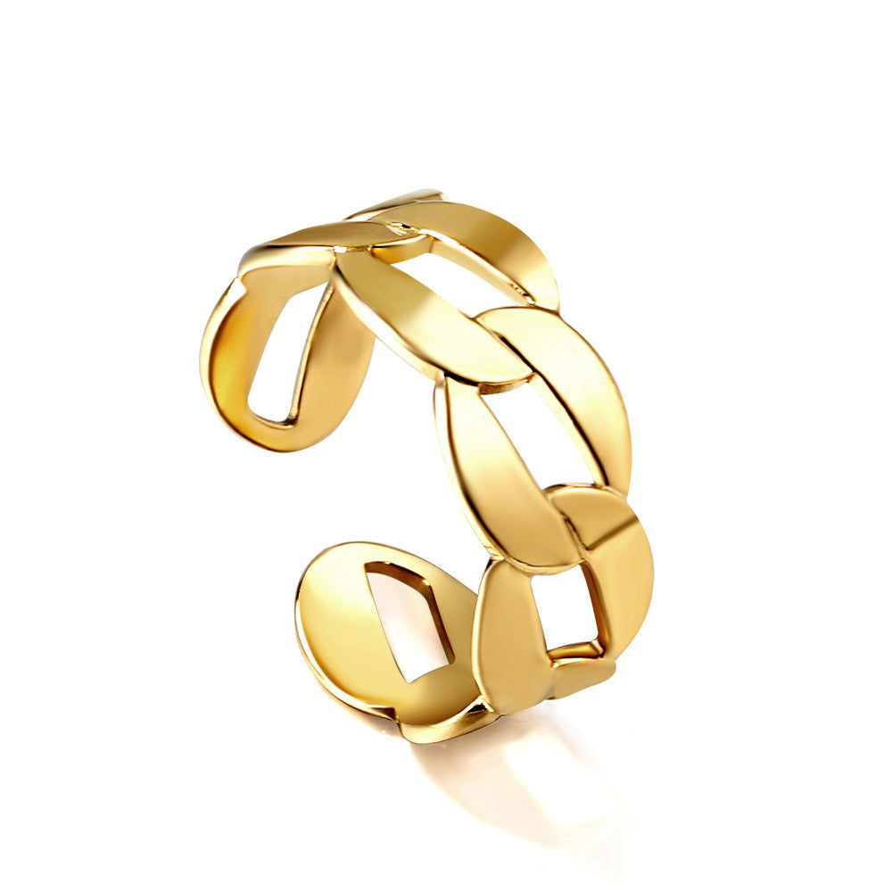 Damen Offener Armreif aus hochwertigem Edelstahl mit goldplattiertem Design Shop Nory