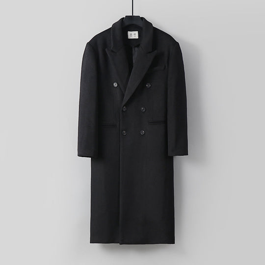 Herren Klassischer Doppelreiher-Longcoat aus Wollmischung mit Schalkragen und feiner Innenfutterverarbeitung Shop Nory