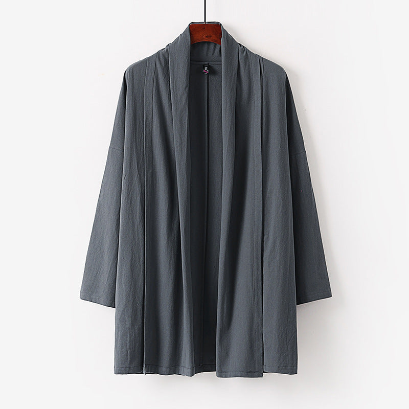 Unisex Offene Kimono-Cardigan aus leichter Baumwoll-Leinen-Mischung Shop Nory