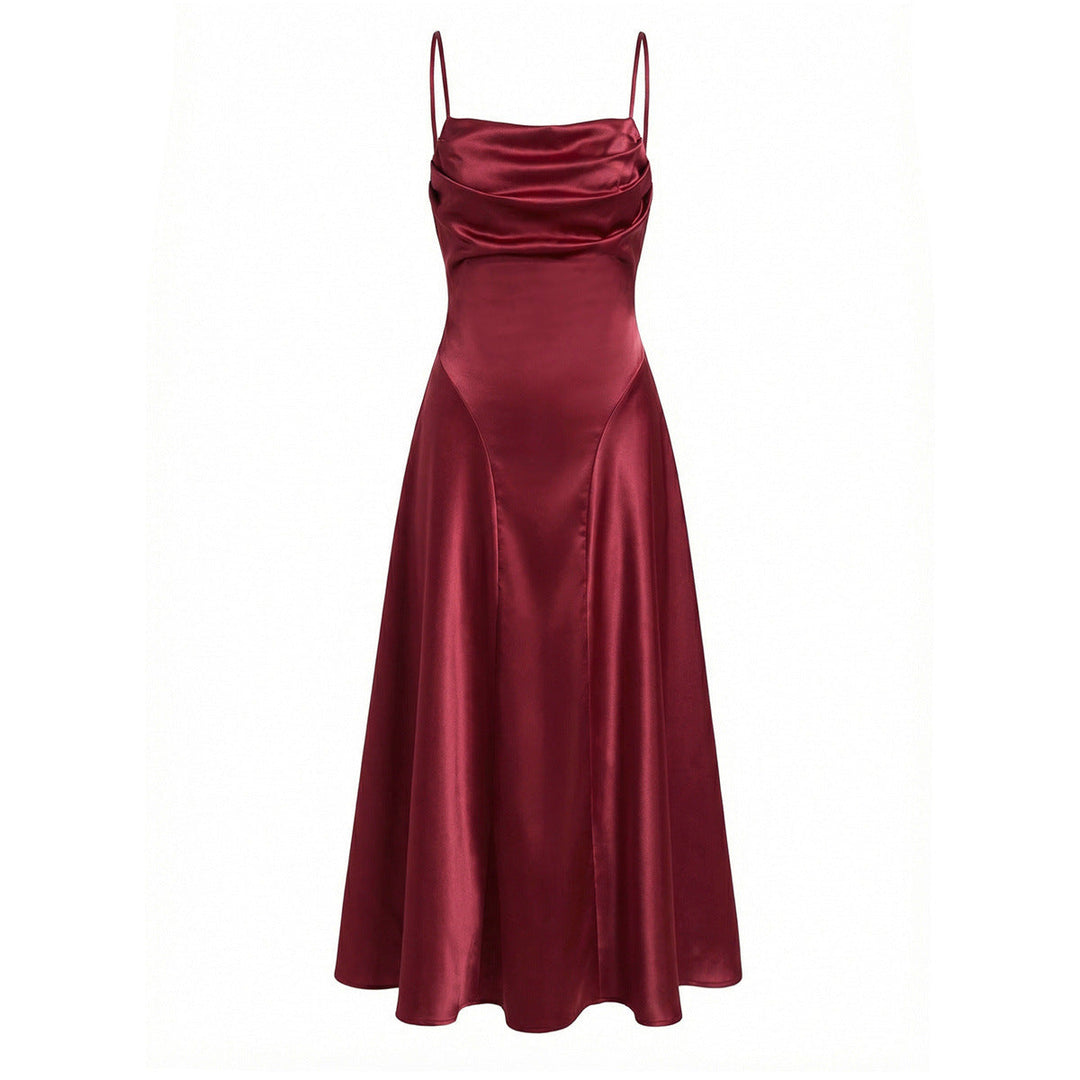 Damen Maxikleid mit eleganter Drapierung und feinem Satin-Finish Shopnory