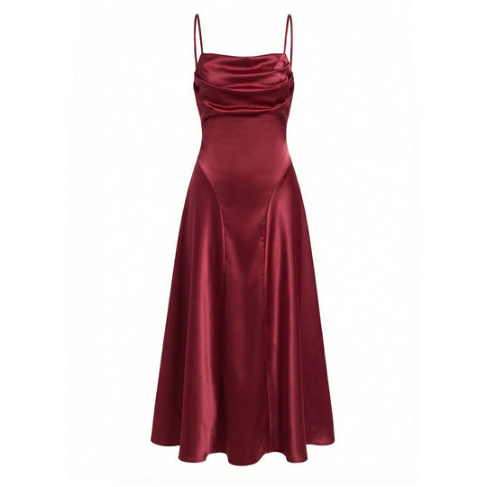 Damen Maxikleid mit eleganter Drapierung und feinem Satin-Finish Shopnory