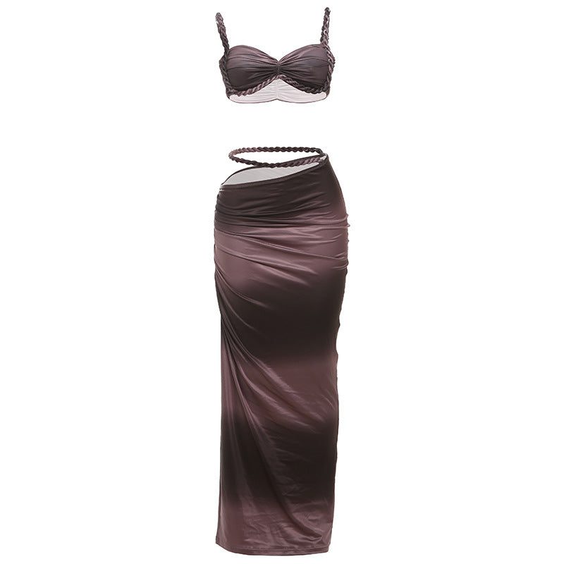Damen Oberteil und Maxi Rock Set