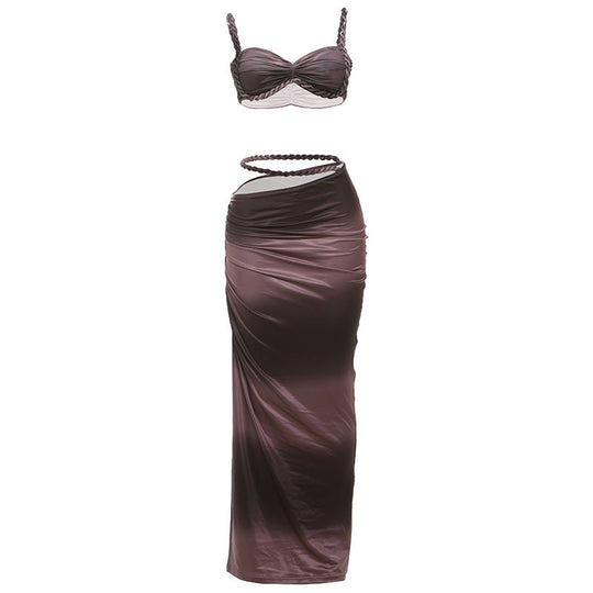 Damen Oberteil und Maxi Rock Set