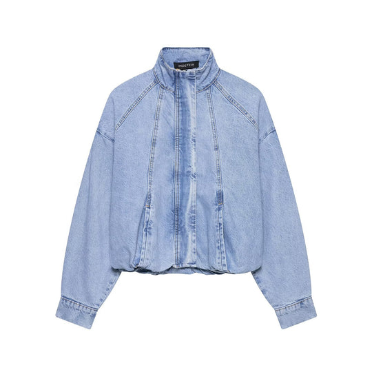 Damen Oversize Denim-Blouson mit hohem Stehkragen und elastischem Saum Shop Nory