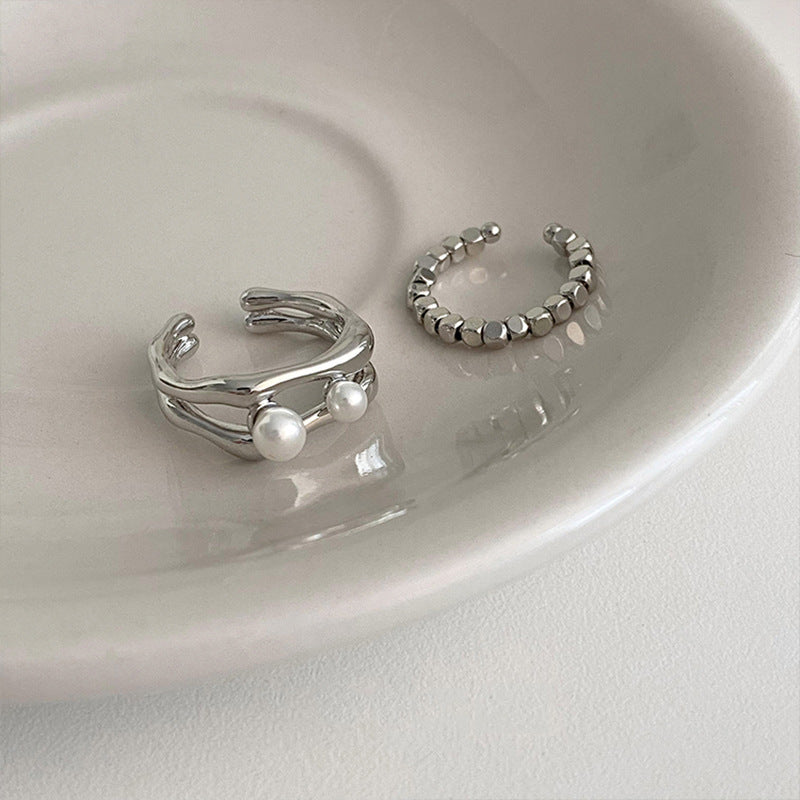Damen Offener Ring mit filigranem Design und eleganten Perlen Shop Nory