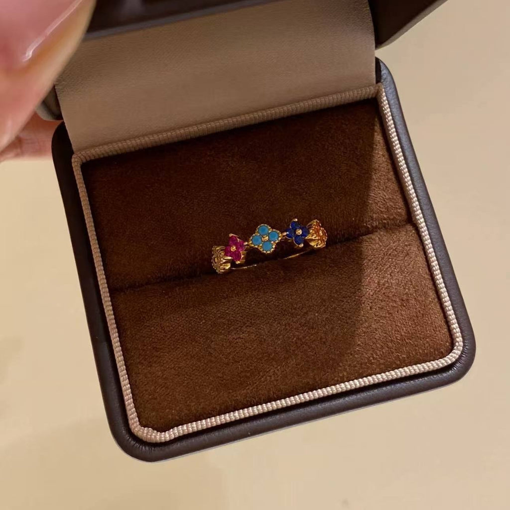 Damenring mit buntem Blumen-Design und funkelnden Steinen Shop Nory