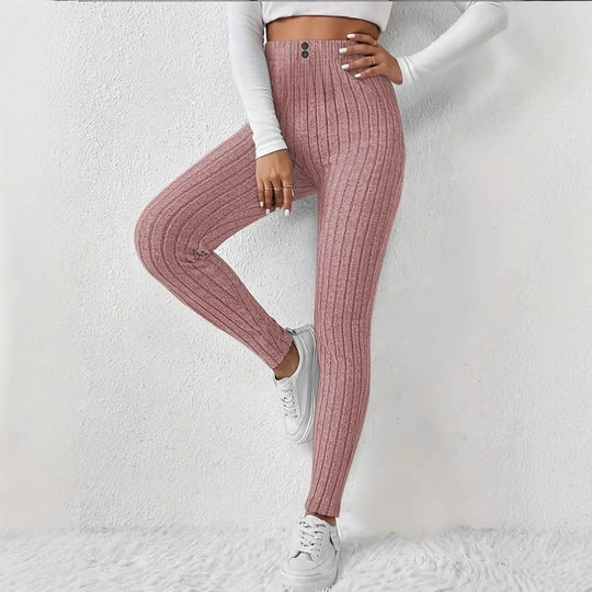 Damen Hochgeschnittene Rippstrick-Leggings mit elastischem Taillenbund Shop Nory