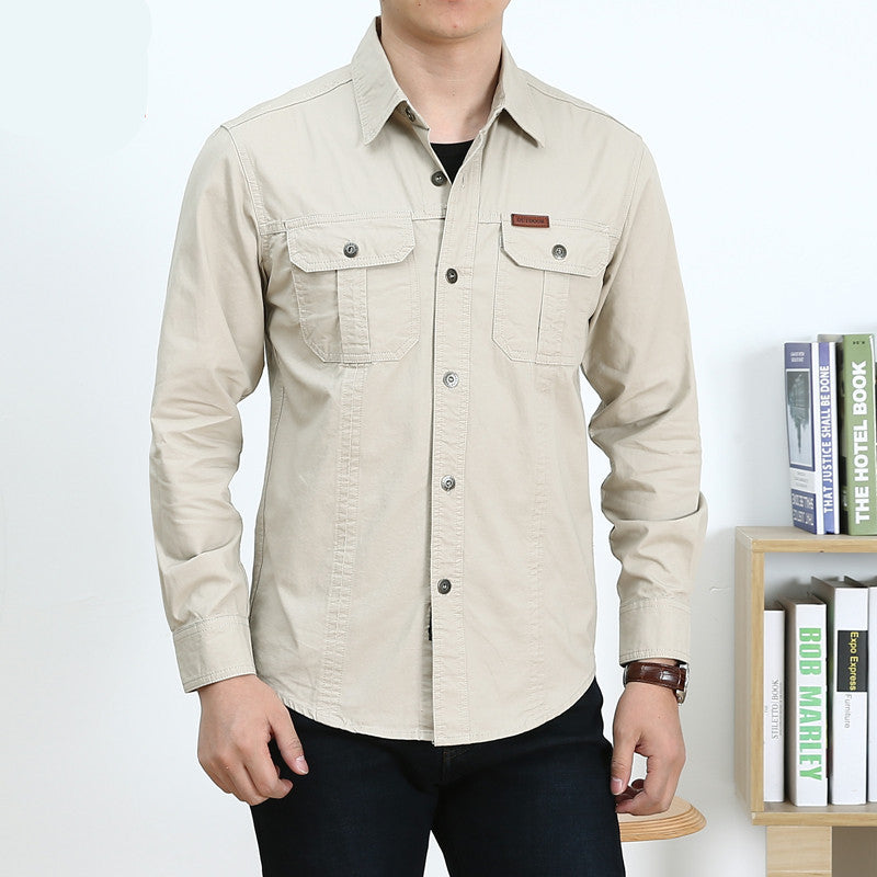 Herren Leichtes Canvas-Overshirt im Utility‑Stil mit Brustpattentaschen und Hemdkragen Shop Nory