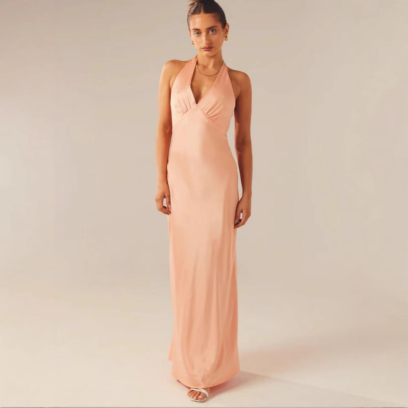 Damen Elegantes Wickelkleid mit V-Ausschnitt und schmalem, fließendem Schnitt
