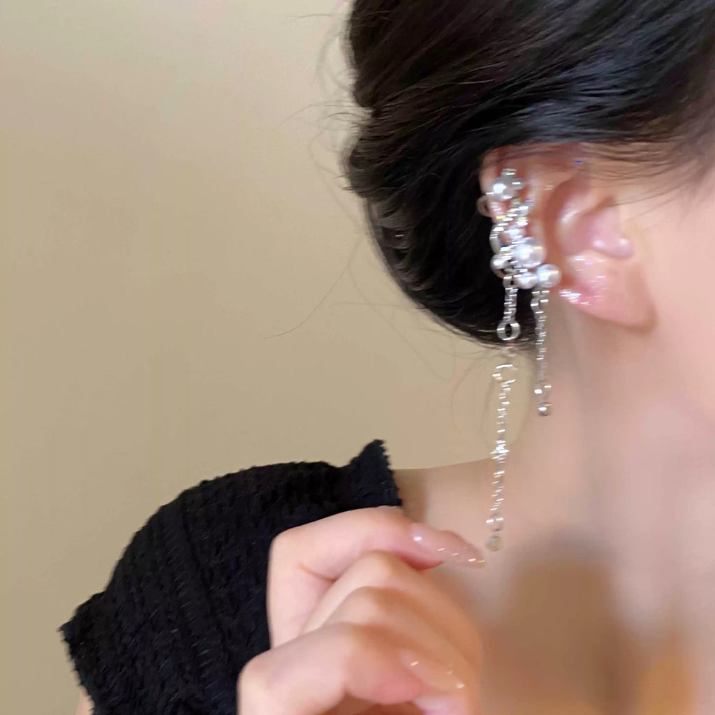Damen Elegante und kunstvolle Ohrringe mit Perlen und Kristallen Shop Nory