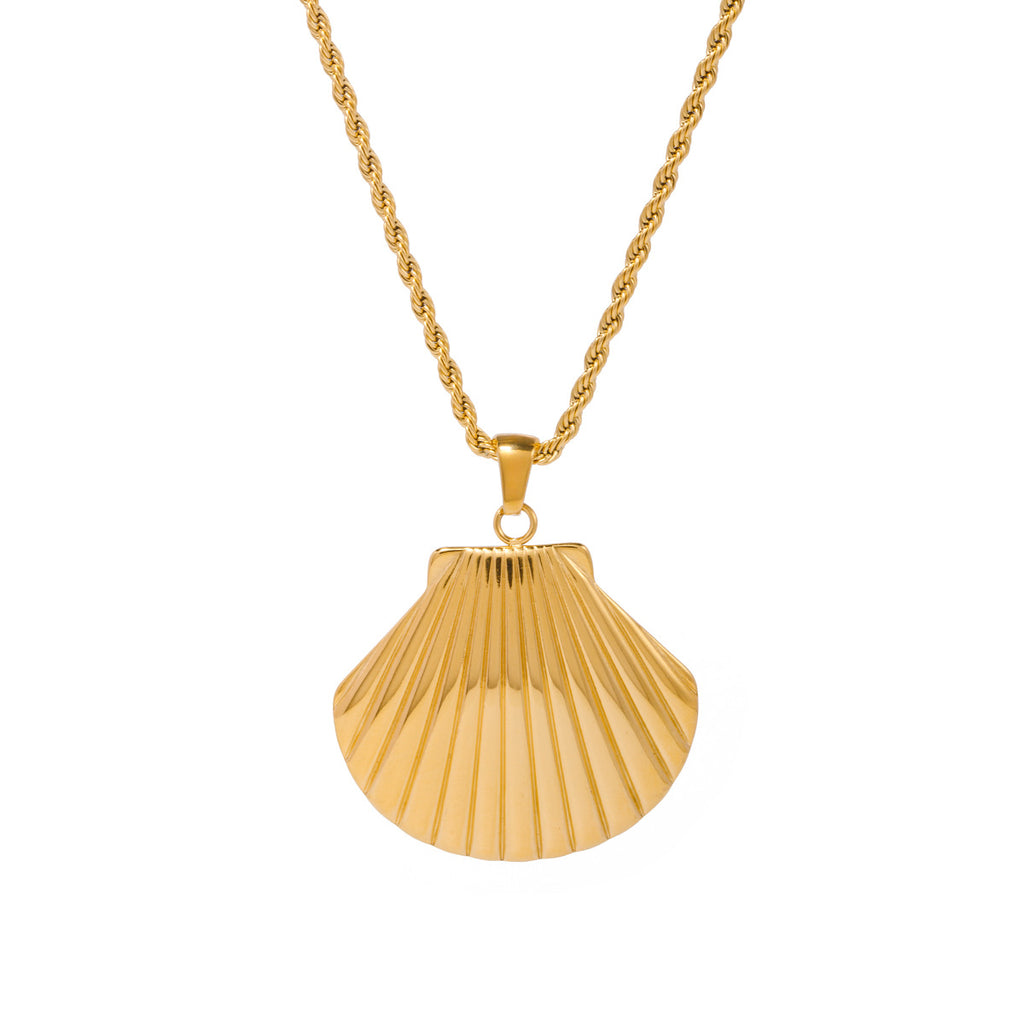 Damen Halskette mit maritimem Muschel-Anhänger und elegantem Kordeldesign Shop Nory