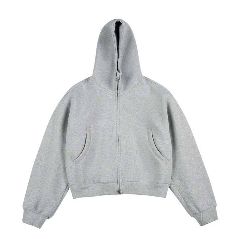 [Unisex] Kurze Boxy-Kapuzenjacke mit durchgehendem Reißverschluss und eingesetzten Eingrifftaschen Shop Nory