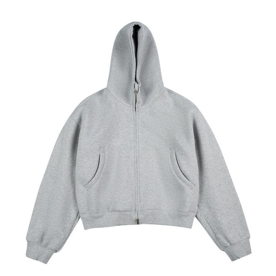 [Unisex] Kurze Boxy-Kapuzenjacke mit durchgehendem Reißverschluss und eingesetzten Eingrifftaschen Shop Nory