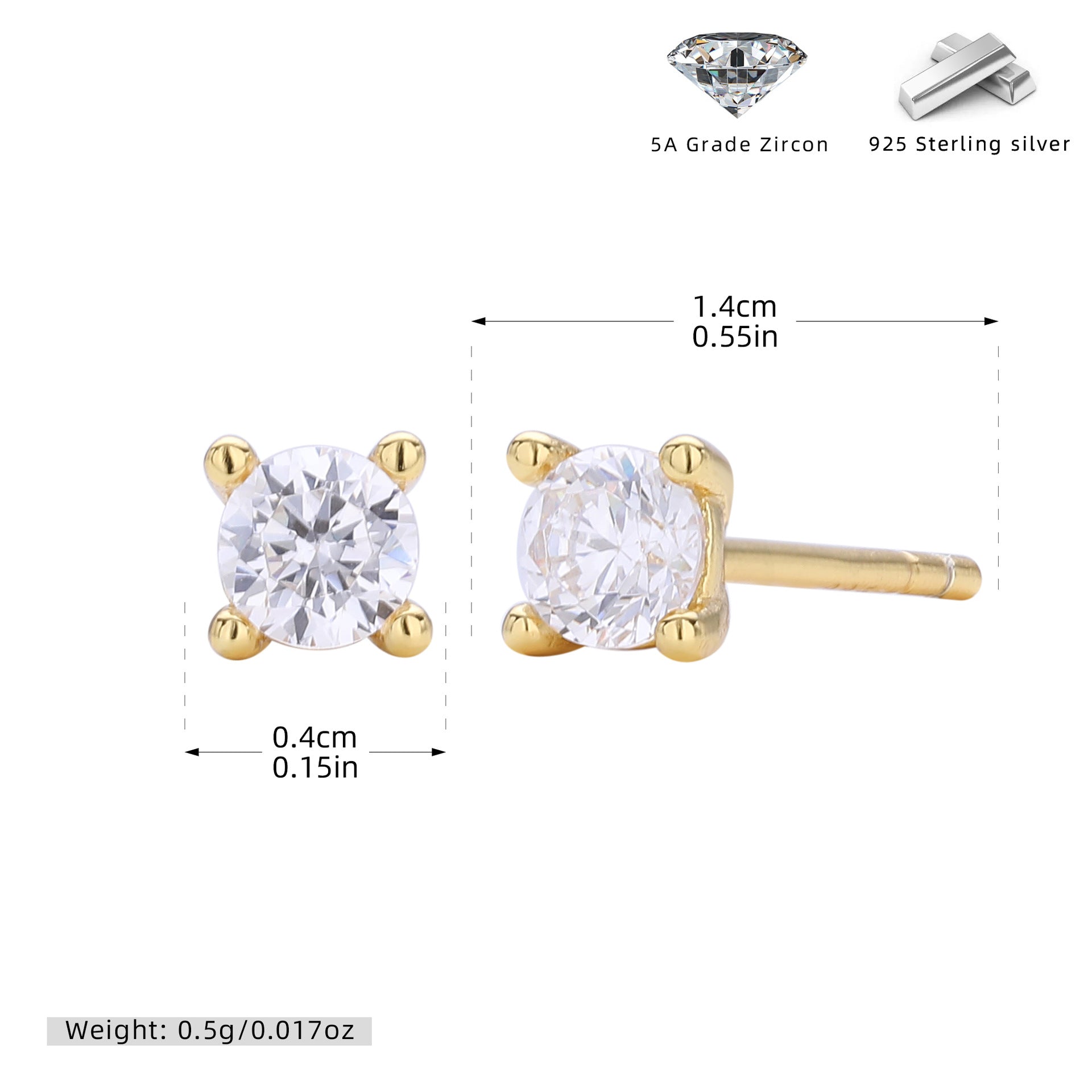 Damen Ohrstecker mit funkelndem Zirkon und hochwertiger 925er Sterlingsilberfassung Shop Nory