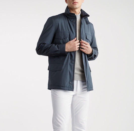 Herren leichte Multifunktionsjacke mit praktischen Taschen und hohem Kragen