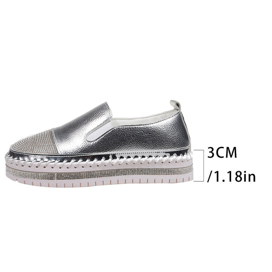 Damen glänzende Slip-On Plateau-Sneaker mit geflochtenem Rand und elastischem Einsatz Shop Nory