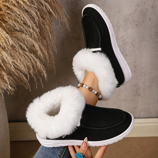 Damen Gefütterte Kurzstiefel-Hausschuhe mit Kunstfellkragen Shop Nory